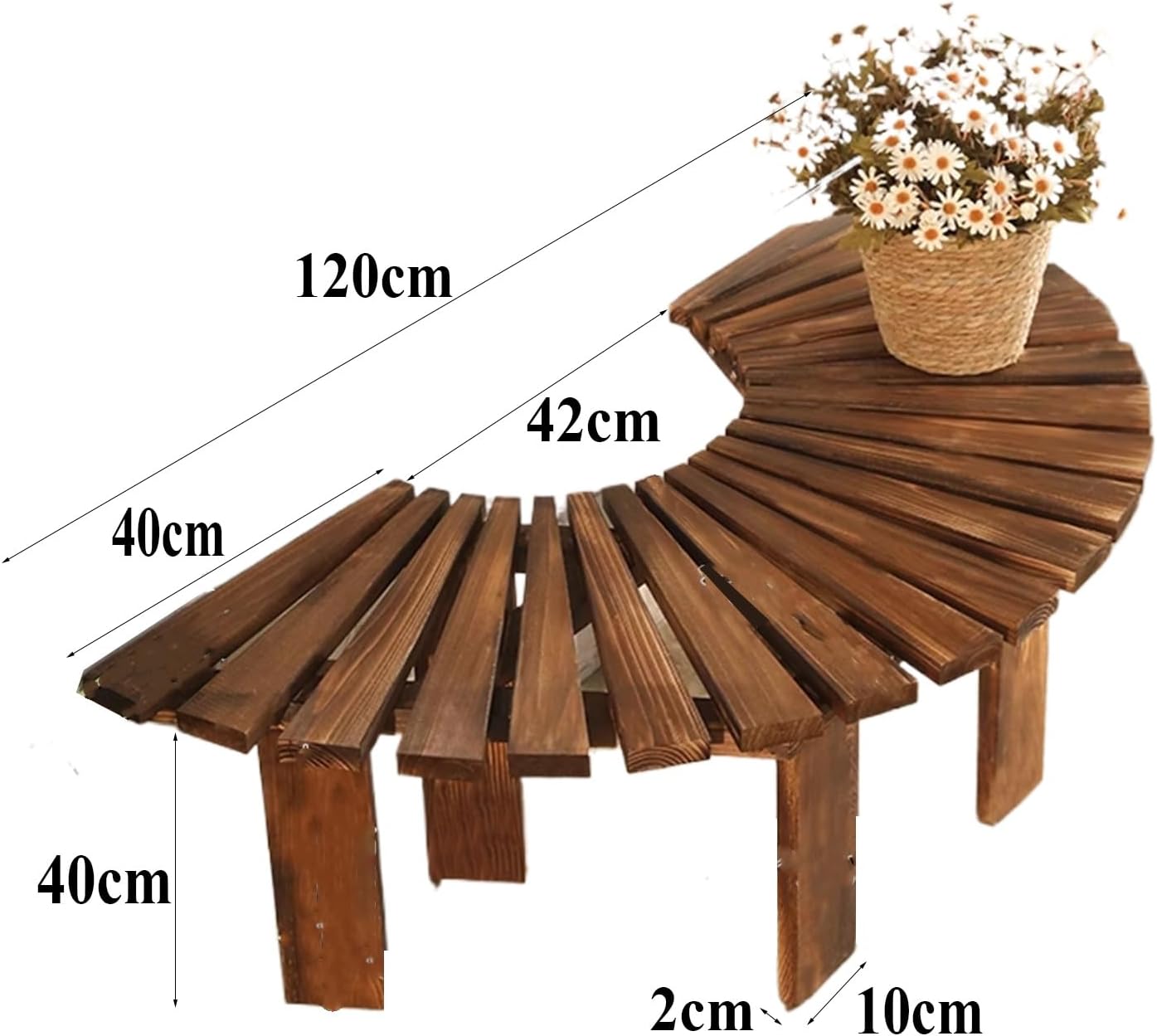 Curved Wooden Garden Bench Outdoor Patio Seat Weatherproof Yellow