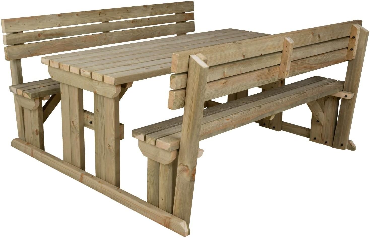 6 Seater Wooden Picnic Table with Backrest Garden Patio Set