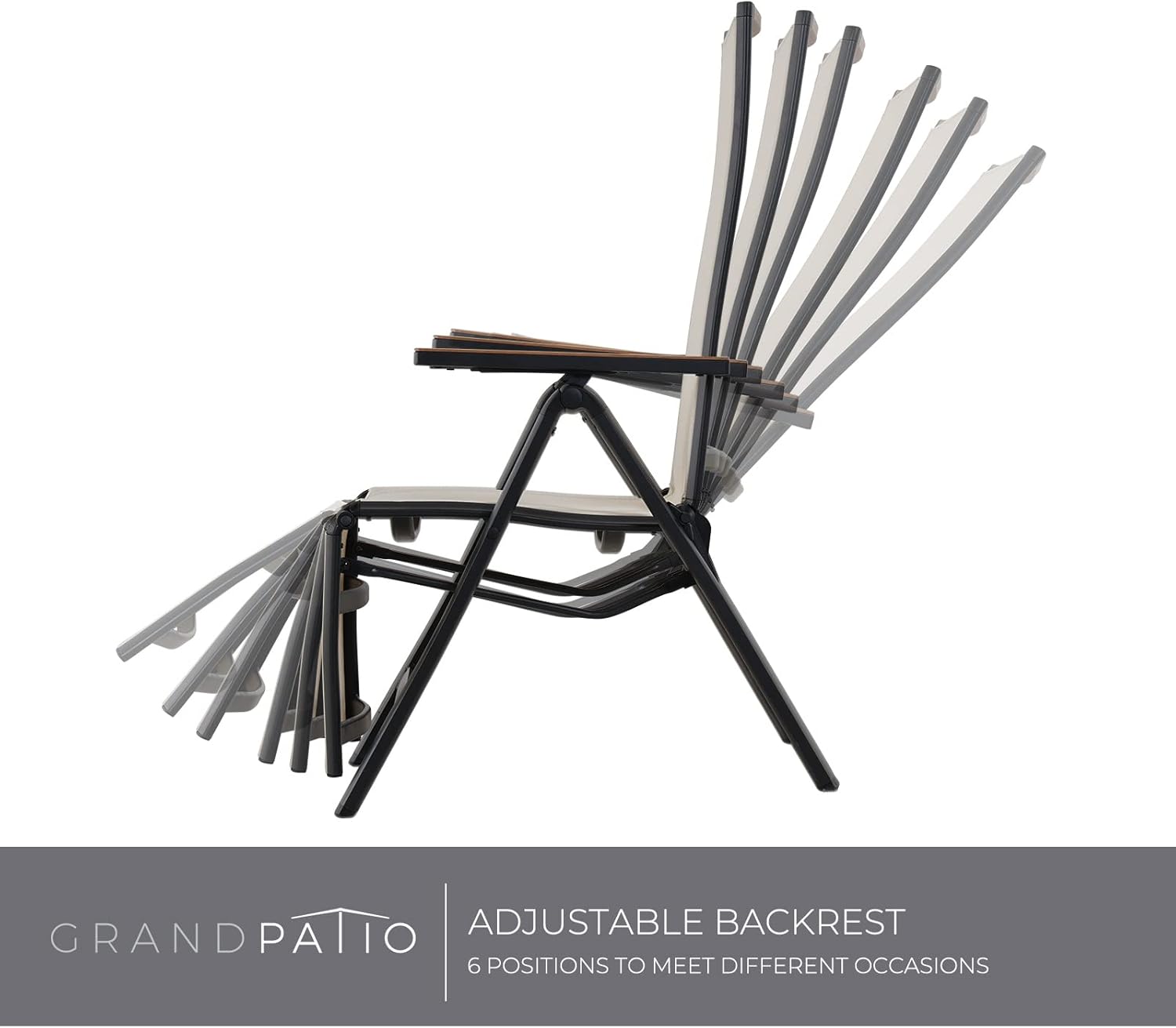 Foldable Sun Lounger Beige Reclining Garden Chair Aluminium