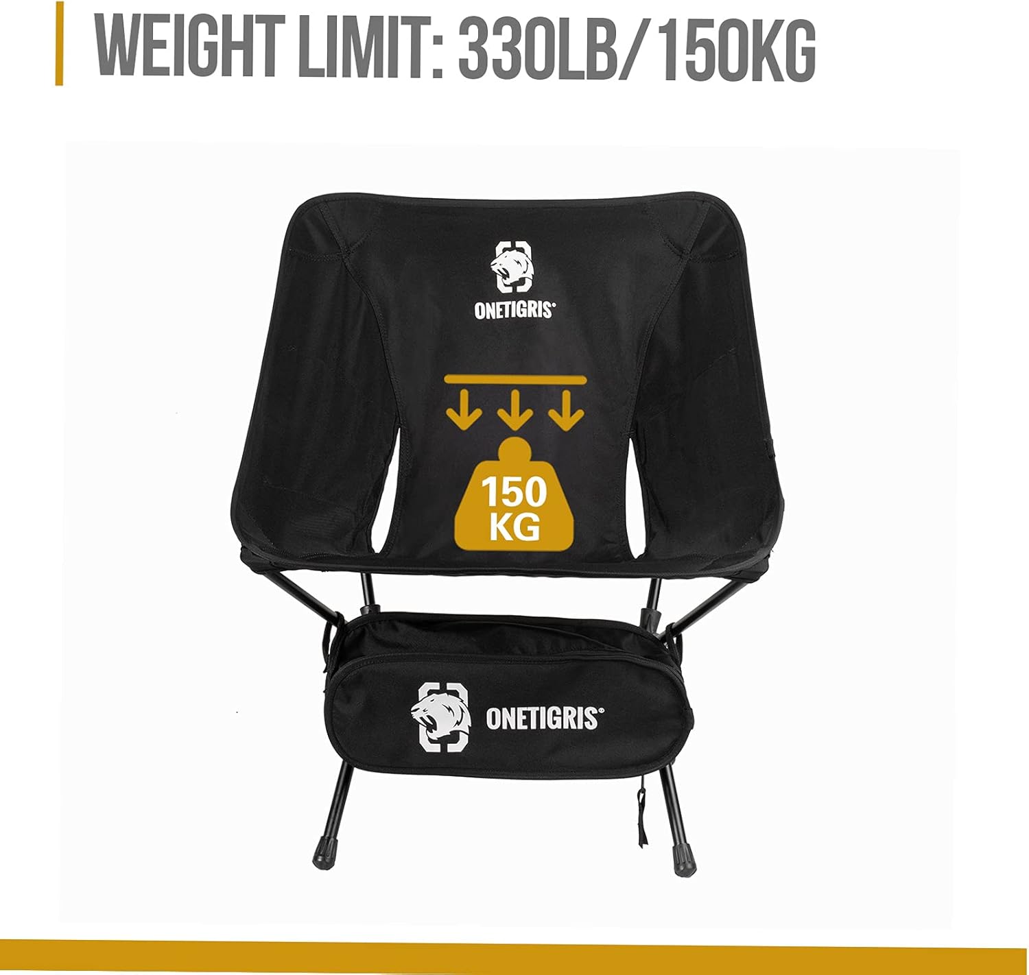 Black Folding Camping Chair Lightweight Backpacking Seat