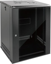 15U Wall Mount Server Cabinet 450mm Glass Door Black
