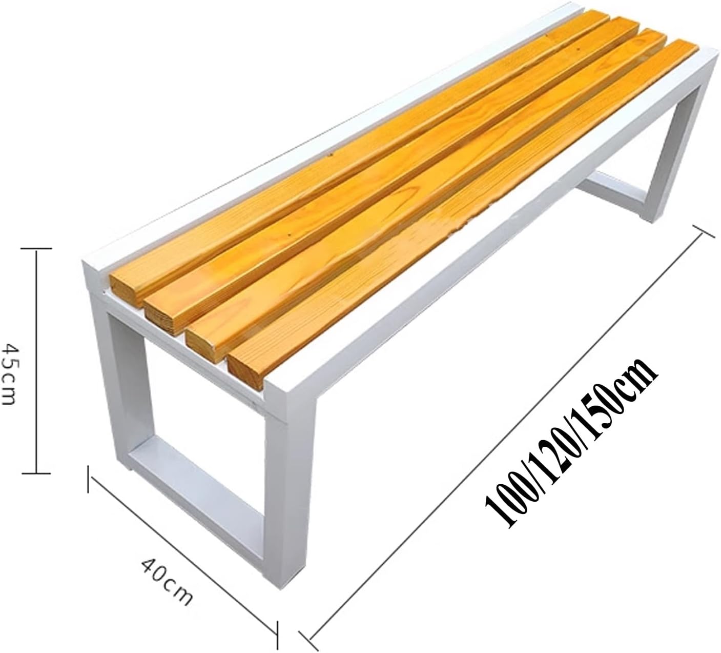Wood Metal Garden Bench 120cm Outdoor Patio Seat Weatherproof