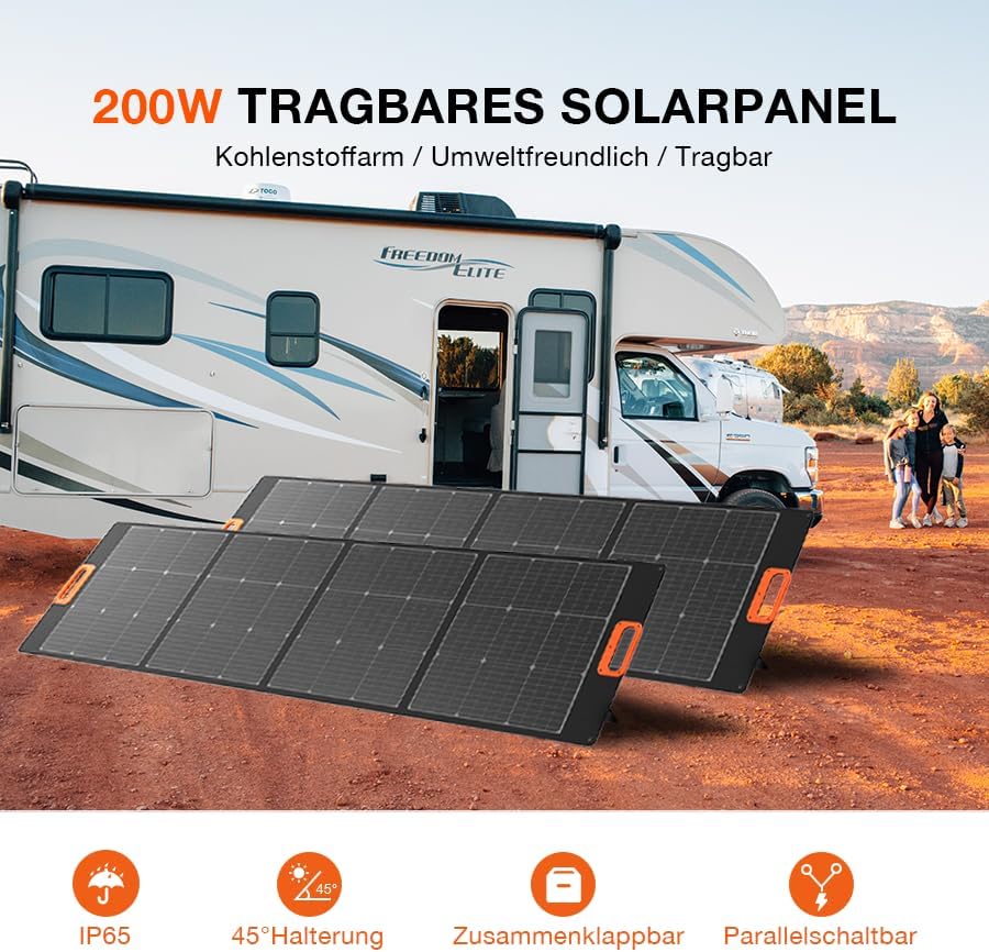 200W Foldable Portable Solar Panel USB-C USB Camping Travel