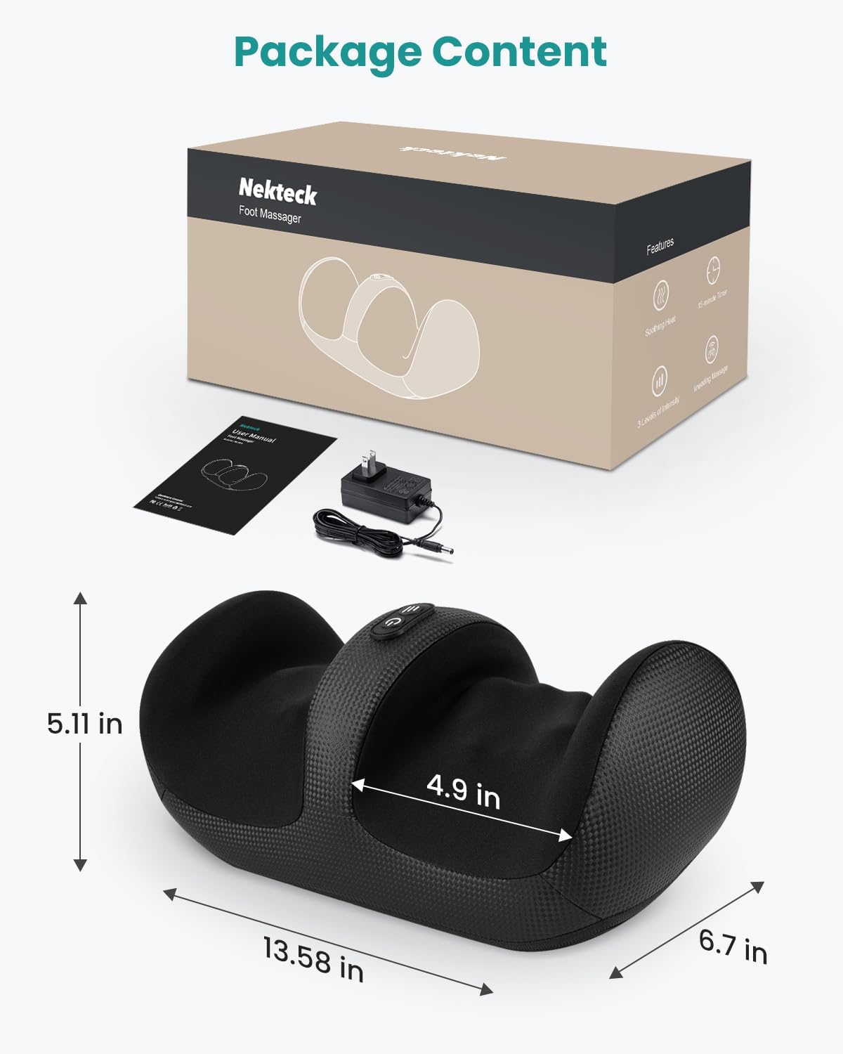 Shiatsu Foot & Calf Massager Heat Roller Compact Pain Relief
