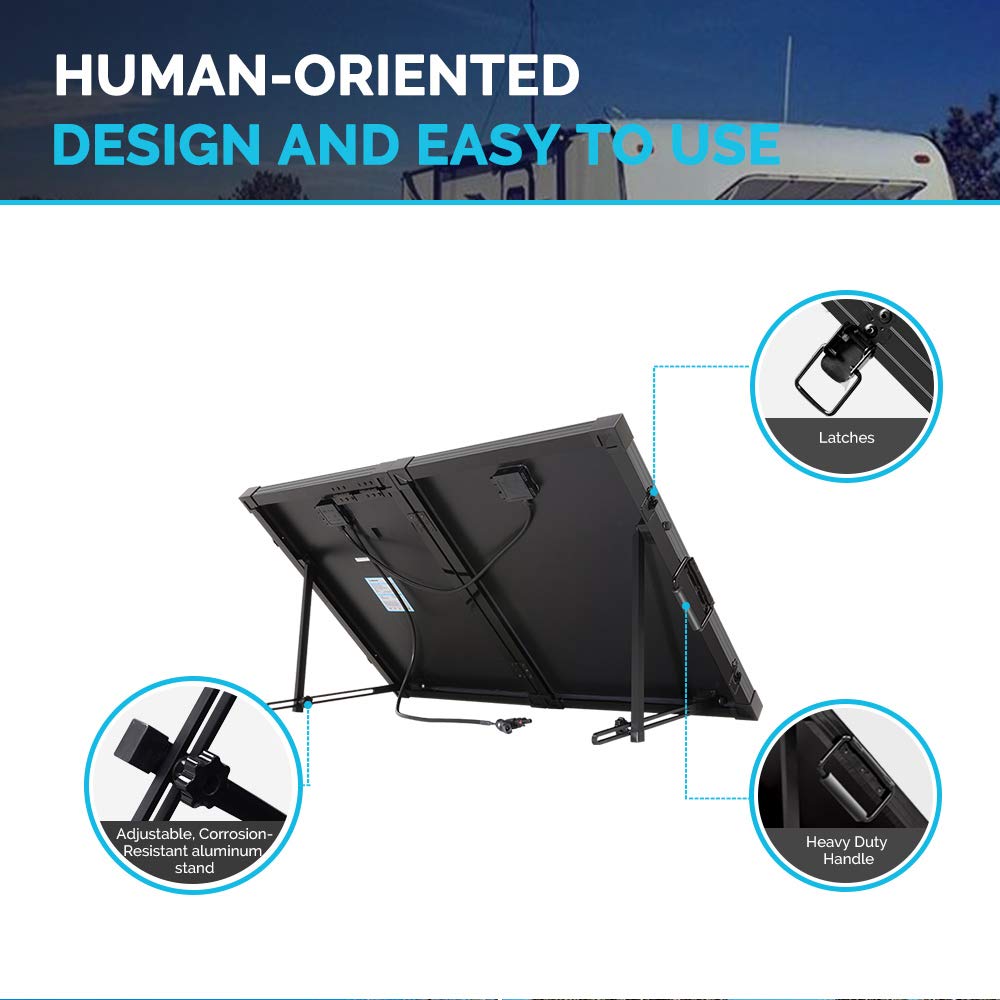 100W Foldable Solar Panel Suitcase 12V Portable RV Camping Power