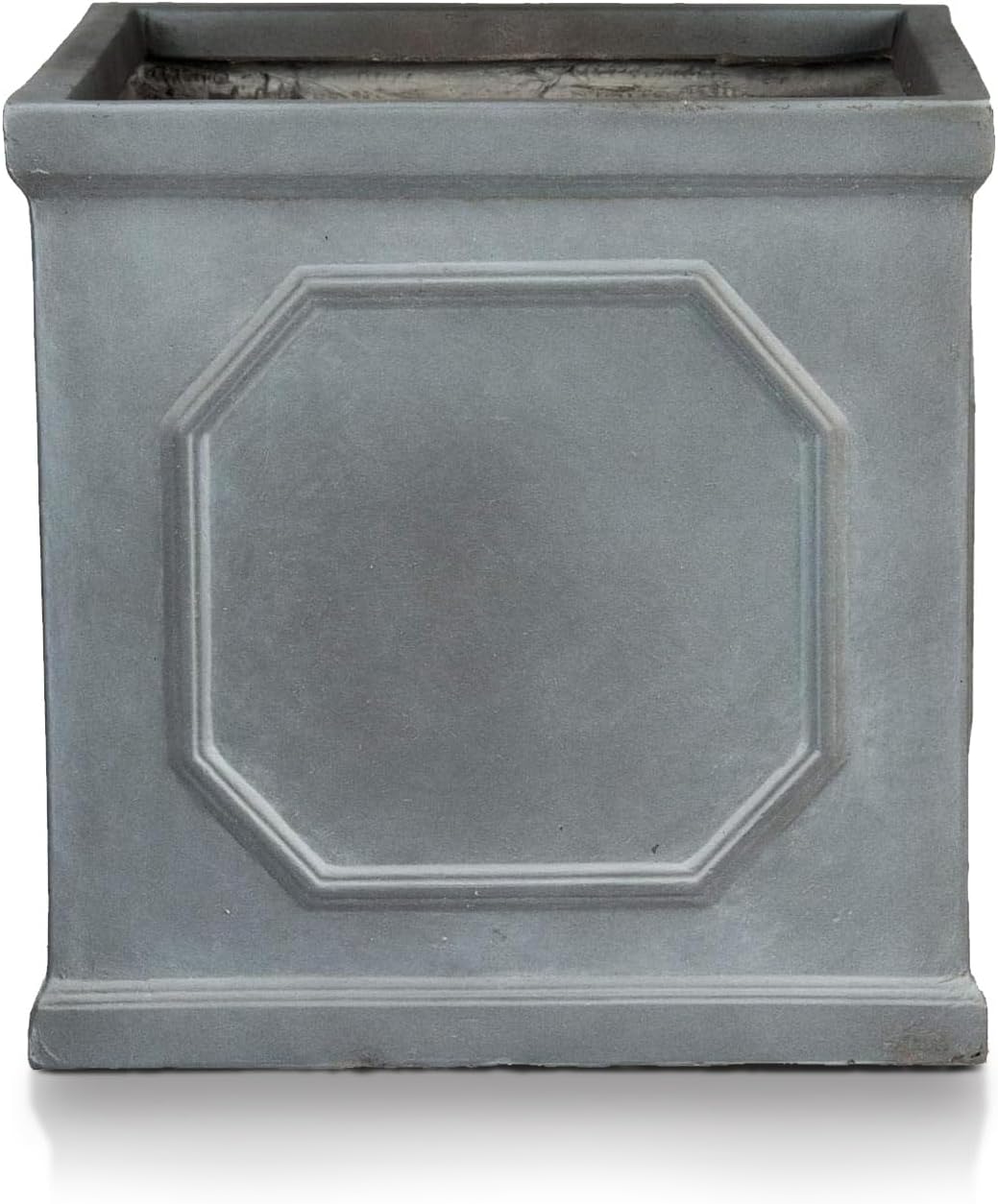 30cm Square Planter Faux Lead Grey Garden Pot Drainage