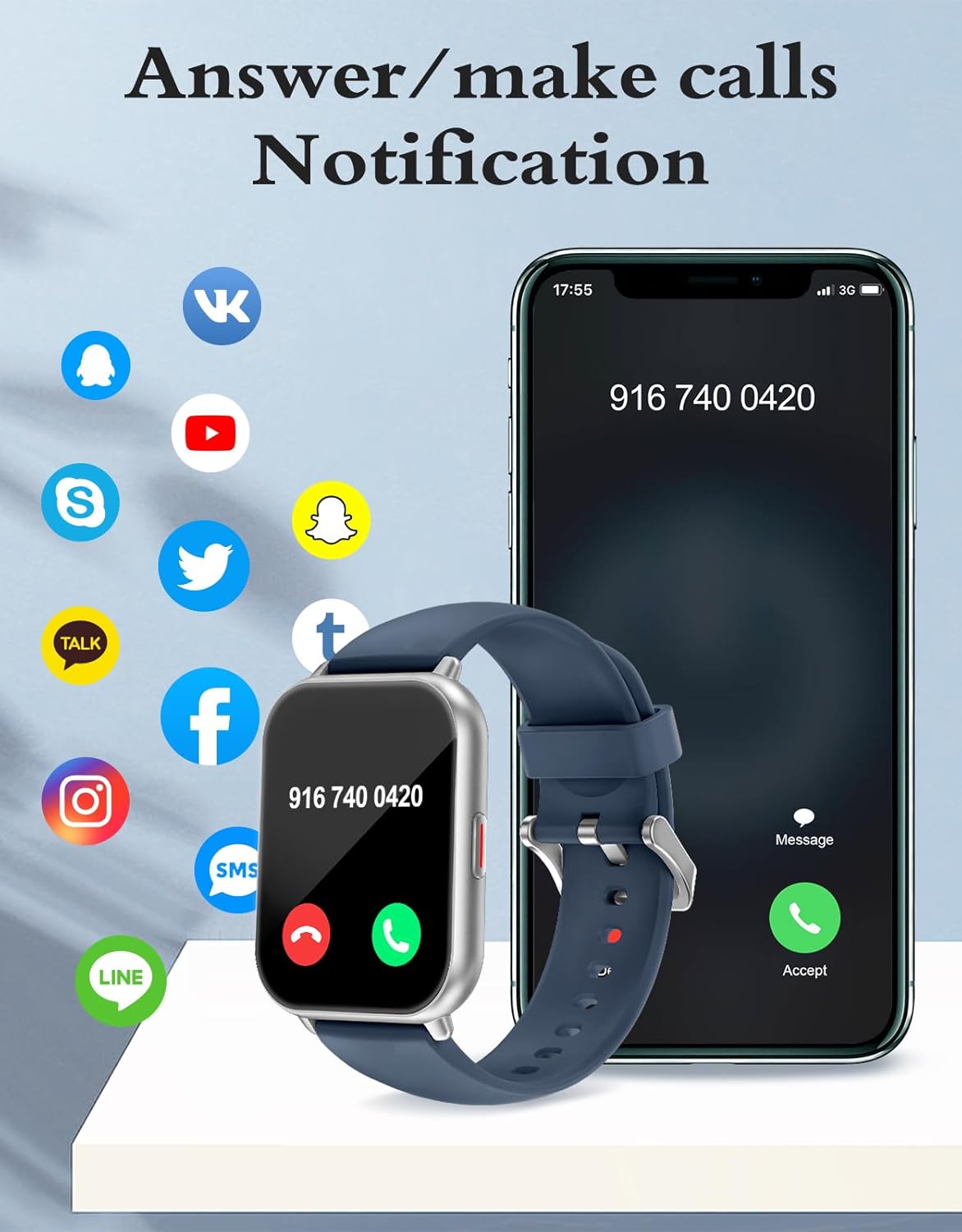 HD Fitness Smart Watch Bluetooth Call Tracker