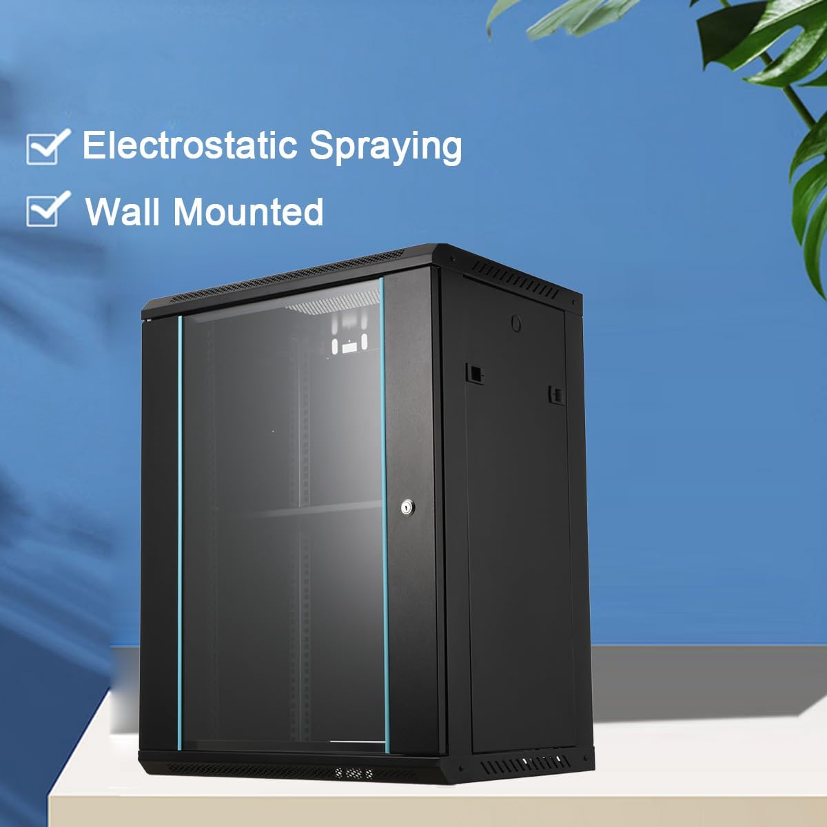15U Wall Mount Network Cabinet Lockable Glass Door
