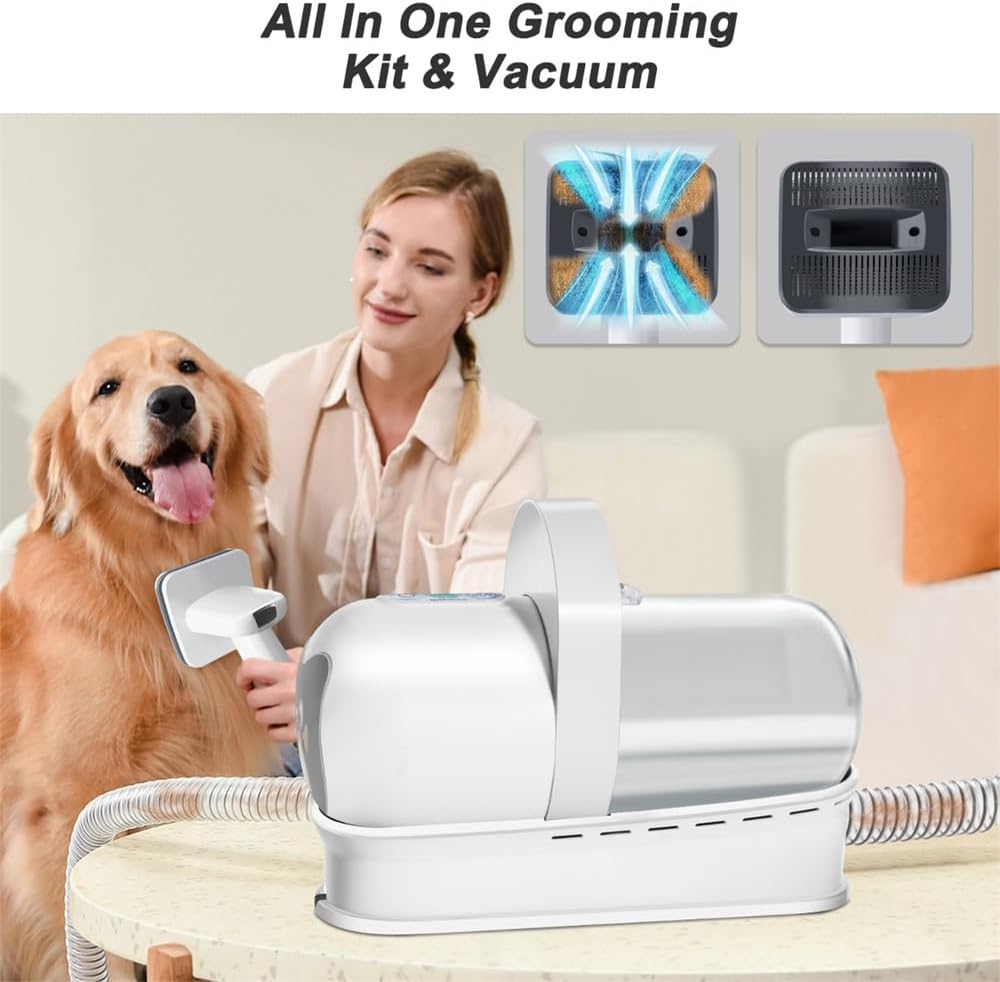 Dog Grooming Vacuum Kit 7 in 1 Pet Hair Remover 6 Comb Set