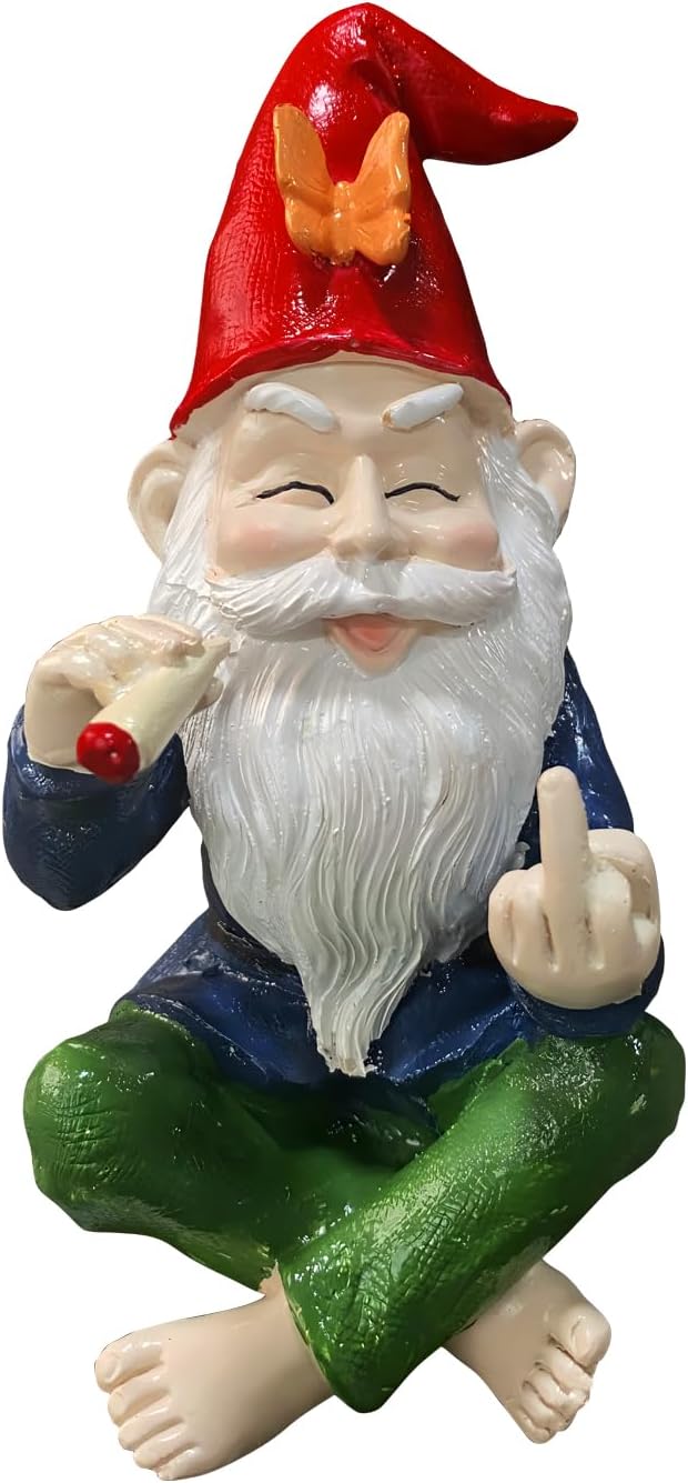 Mini Garden Gnome Statue Funny Resin Figurine Outdoor Indoor Decor
