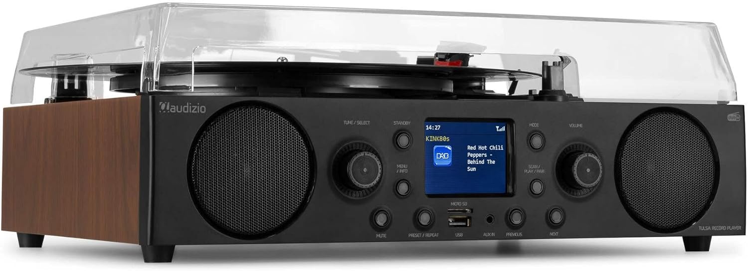 Retro Bluetooth Record Player DAB Radio USB Recording Brown