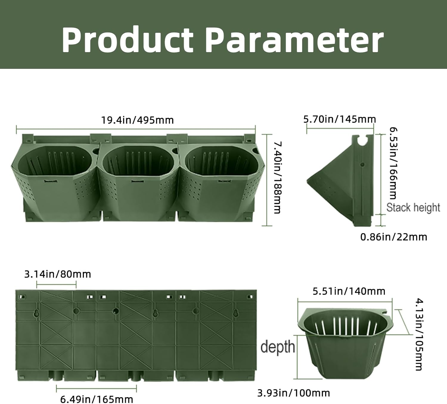 Vertical Garden Wall Planter 36 Pocket Self Watering Hanging Bags