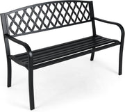 Metal Garden Bench 2-3 Seater Diamond Back Patio Seat