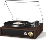 Bluetooth Record Player 3 Speed USB MP3 Recording Walnut