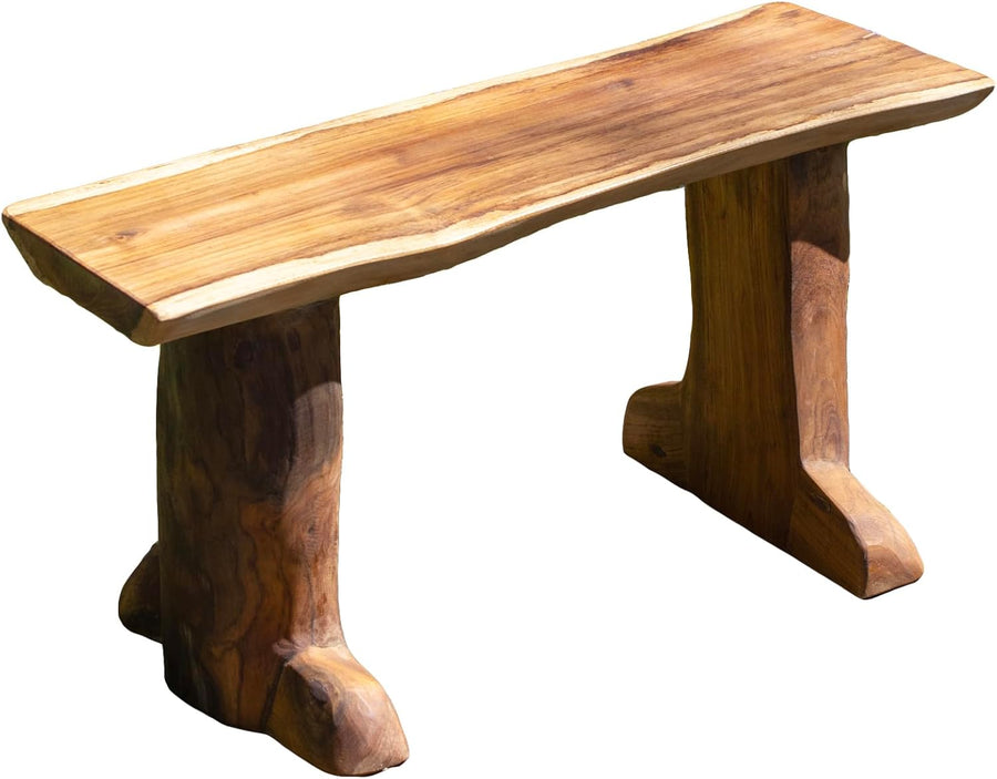 Rustic Teak Root Garden Bench Handmade Wooden Seat 80cm
