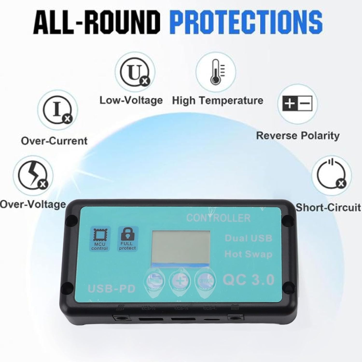 50W Solar Battery Charger MPPT OBD Car Maintainer Waterproof