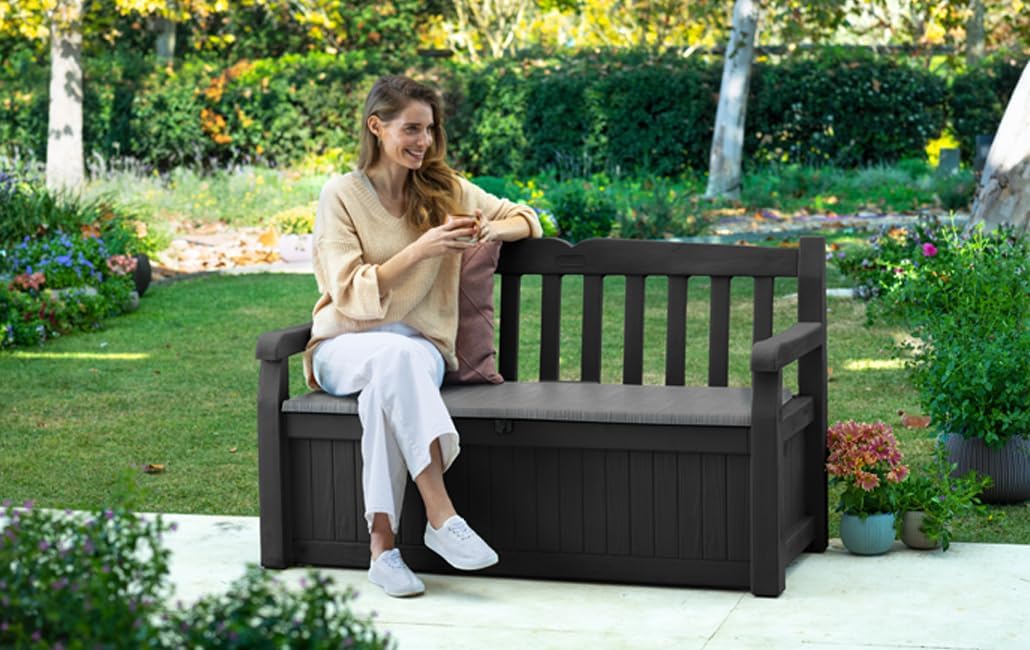 Outdoor Garden Storage Bench 265L Lockable Deck Box Seat Weatherproof