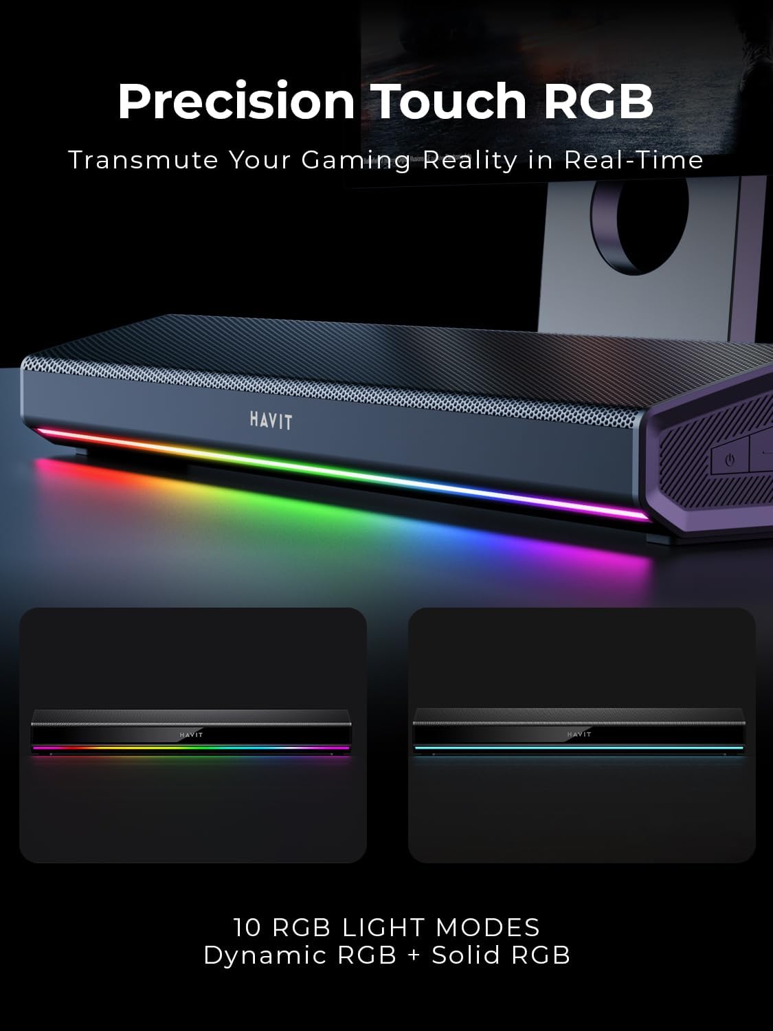 20W Bluetooth PC Soundbar RGB USB Desktop Speaker 3D Stereo