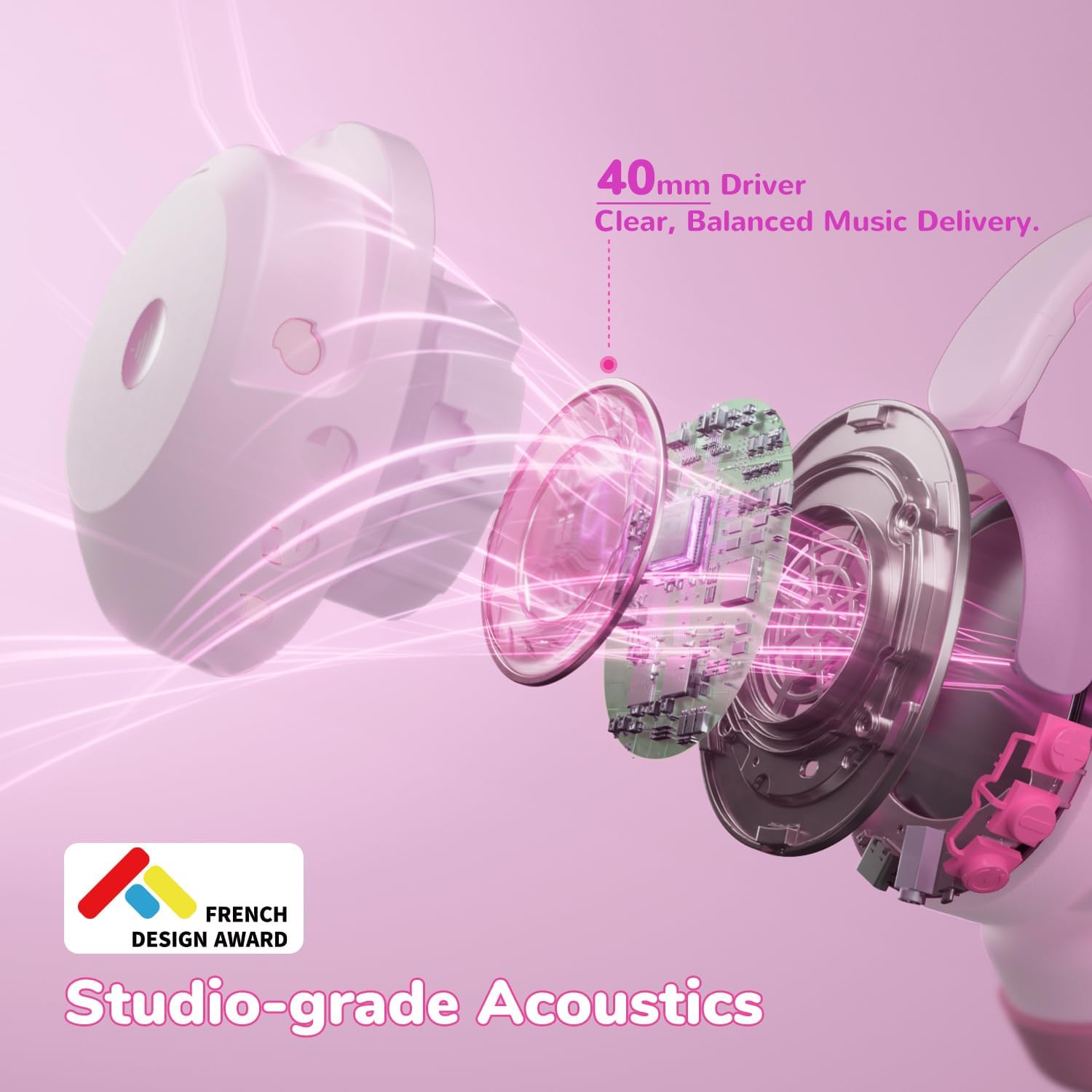 Kids Wireless Noise Cancelling Headphones Safe Volume 60 Hour Playtime