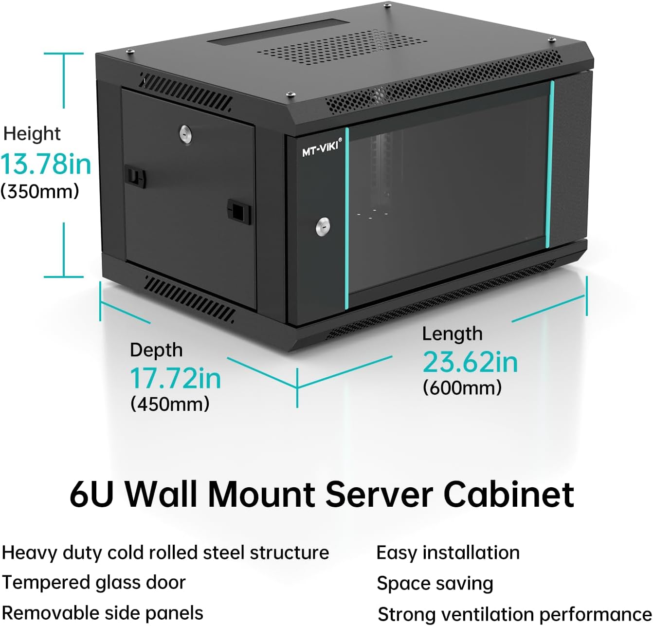 6U Wall Mount Server Cabinet 19in Vented Lockable Rack
