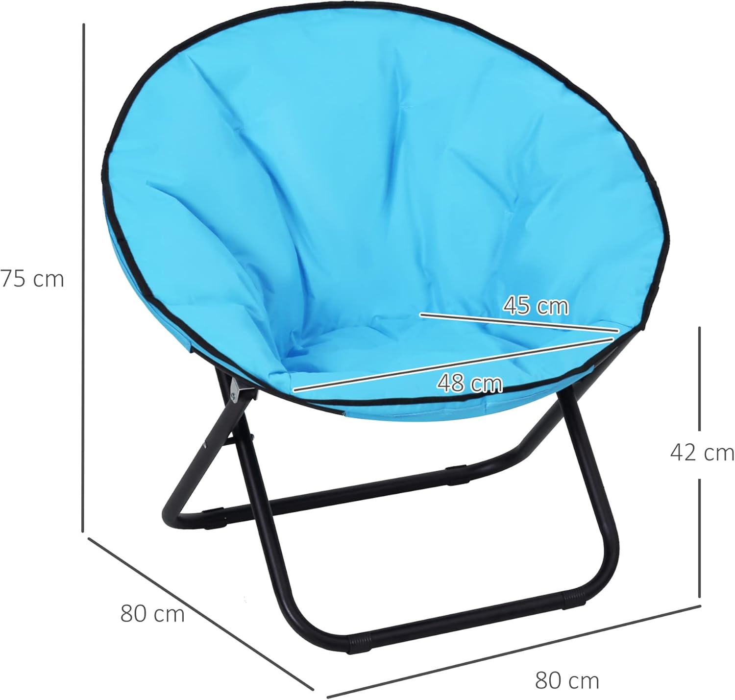 Oversized Moon Camping Chair Padded Folding Outdoor Seat Blue