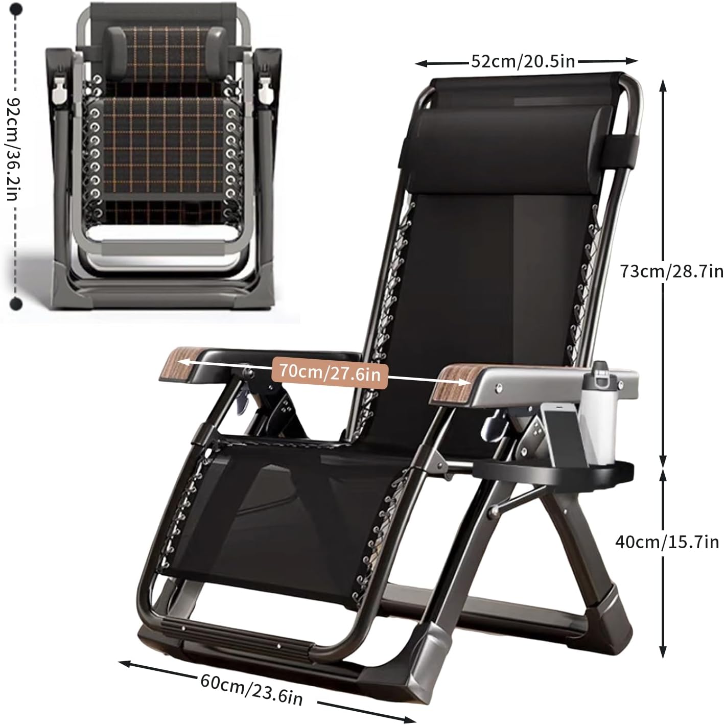Oversized Zero Gravity Chair Folding Sun Lounger 300kg