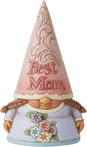 Best Mom Gnome Figurine 4.9in Resin Floral Gift Decor