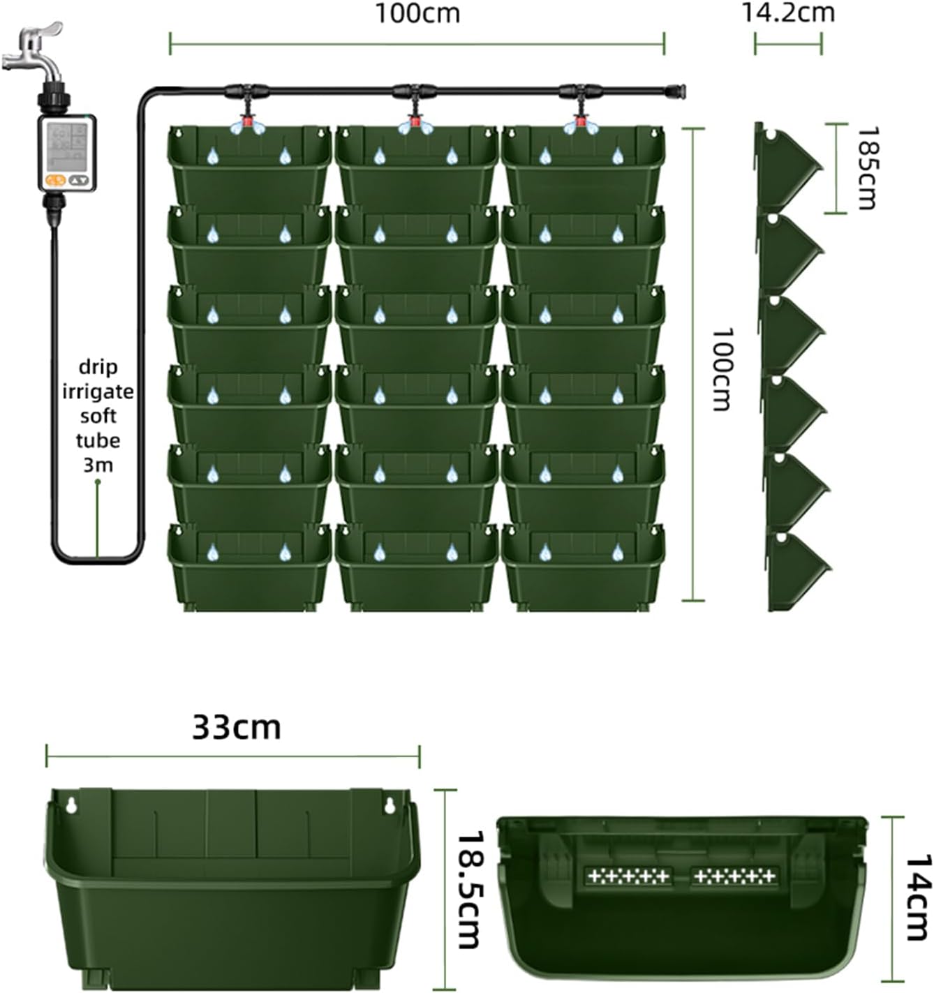 Self Watering Vertical Planter Wall Garden with Timer Irrigation