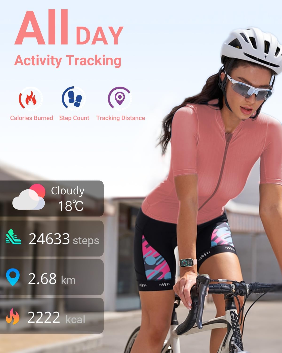 Fitness Tracker Heart Sleep 24 Sports 5ATM Watch