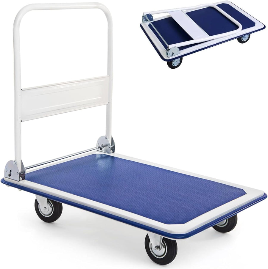 Heavy Duty Platform Trolley 300KG Flatbed Cart Blue