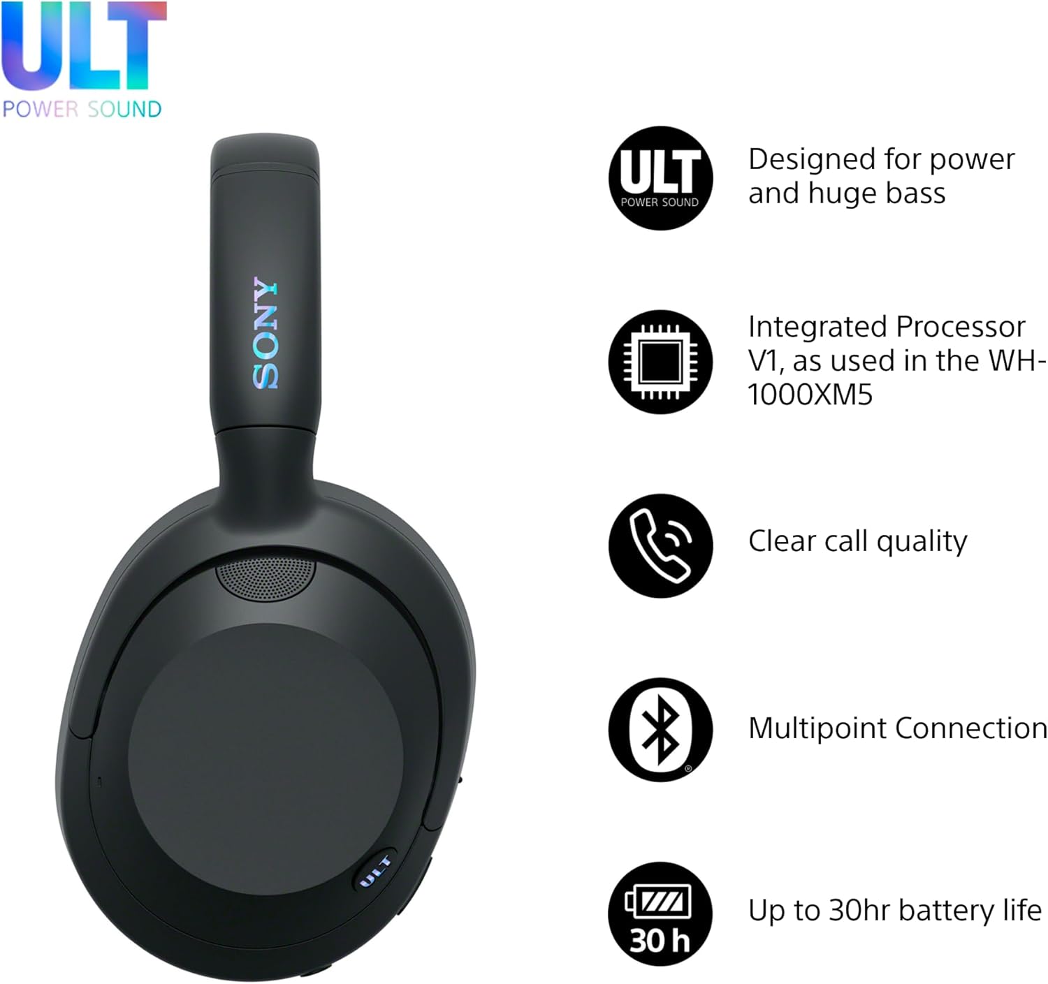 Wireless ANC Over Ear Headphones Deep Bass 30H Battery Bluetooth