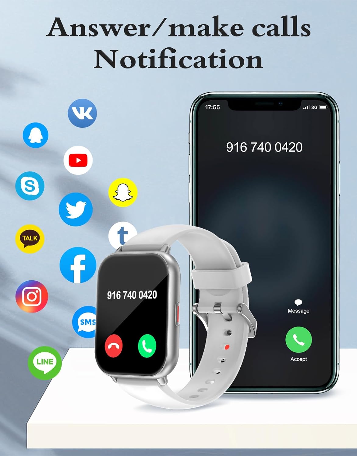 Smart Fitness Watch Bluetooth Call Health Tracker
