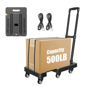 Folding Hand Truck 200KG 6 Wheel Utility Cart Black