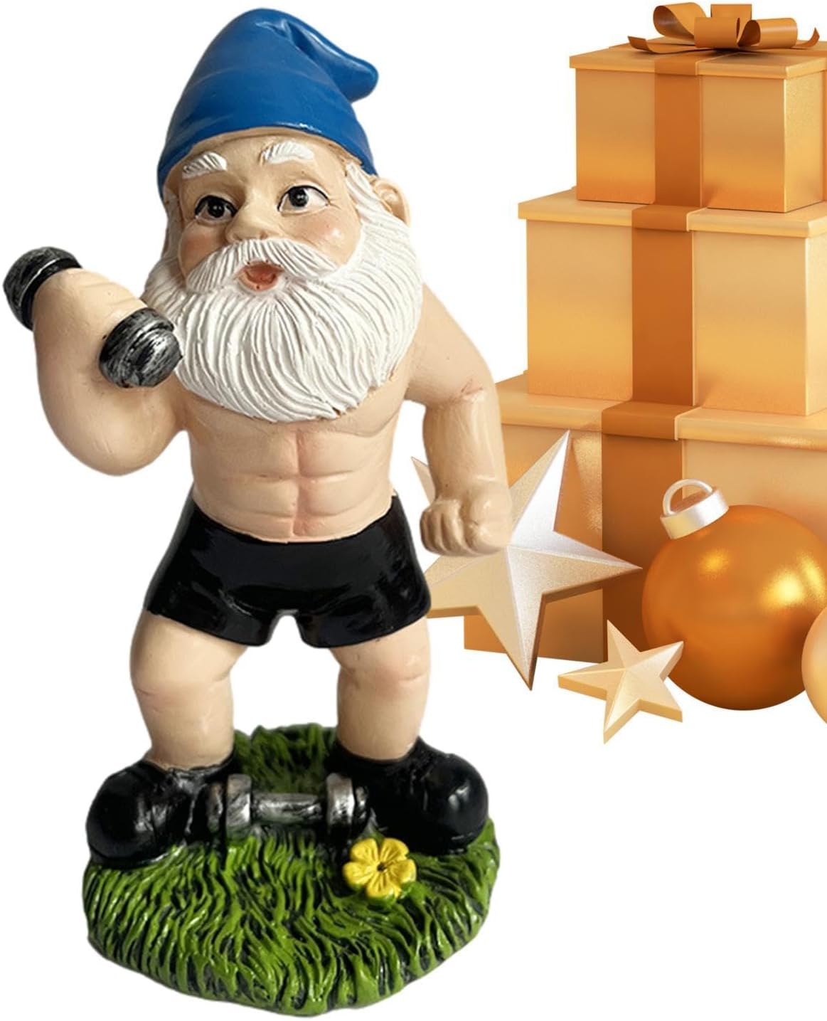 Funny Workout Gnome Statue Resin Garden Gym Decor