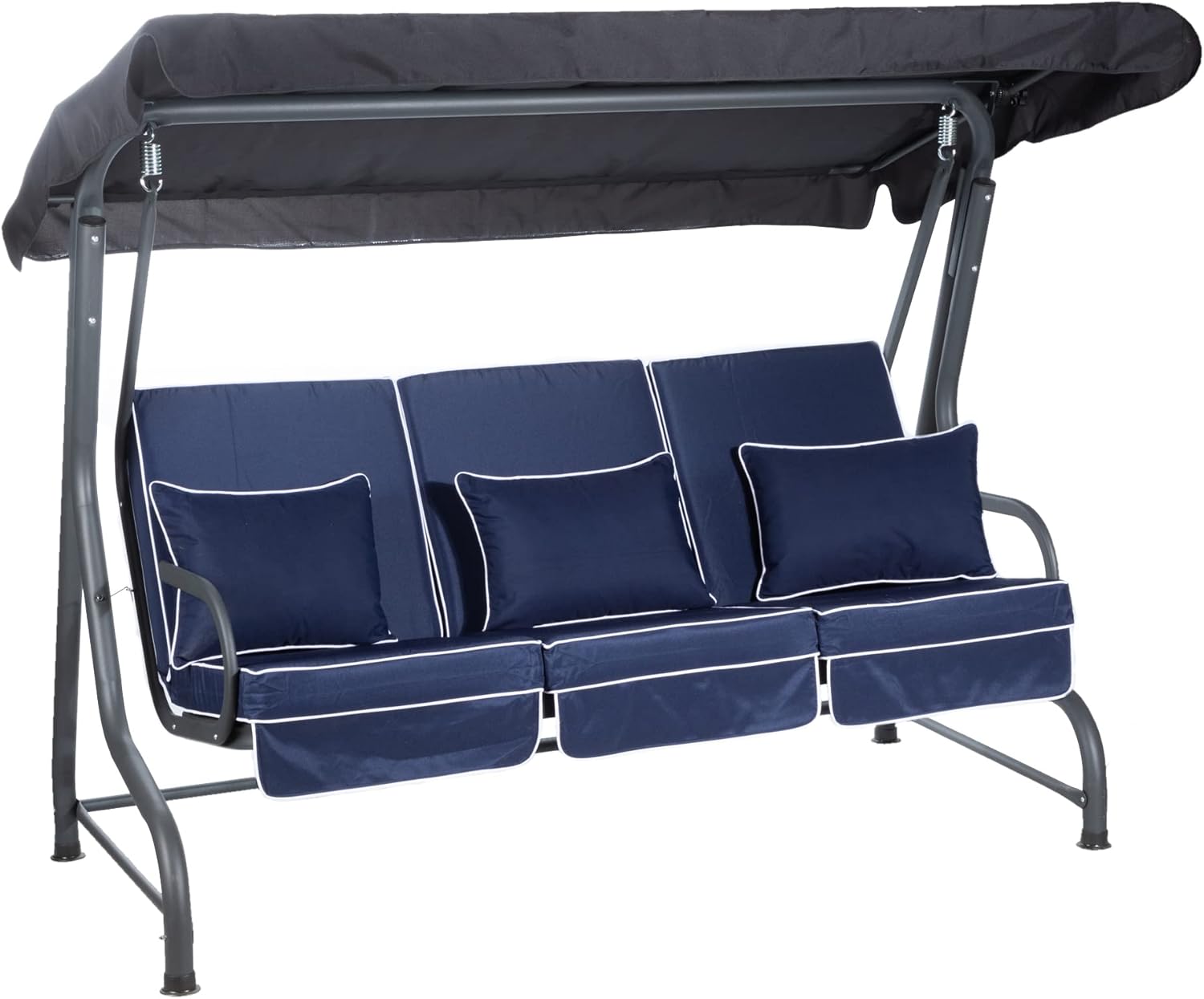 3 Seater Garden Swing Seat Canopy Cushions Heavy Duty Patio 250kg