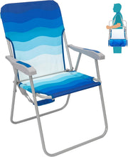 Folding Beach Chair High Back Wide Seat Dark Blue