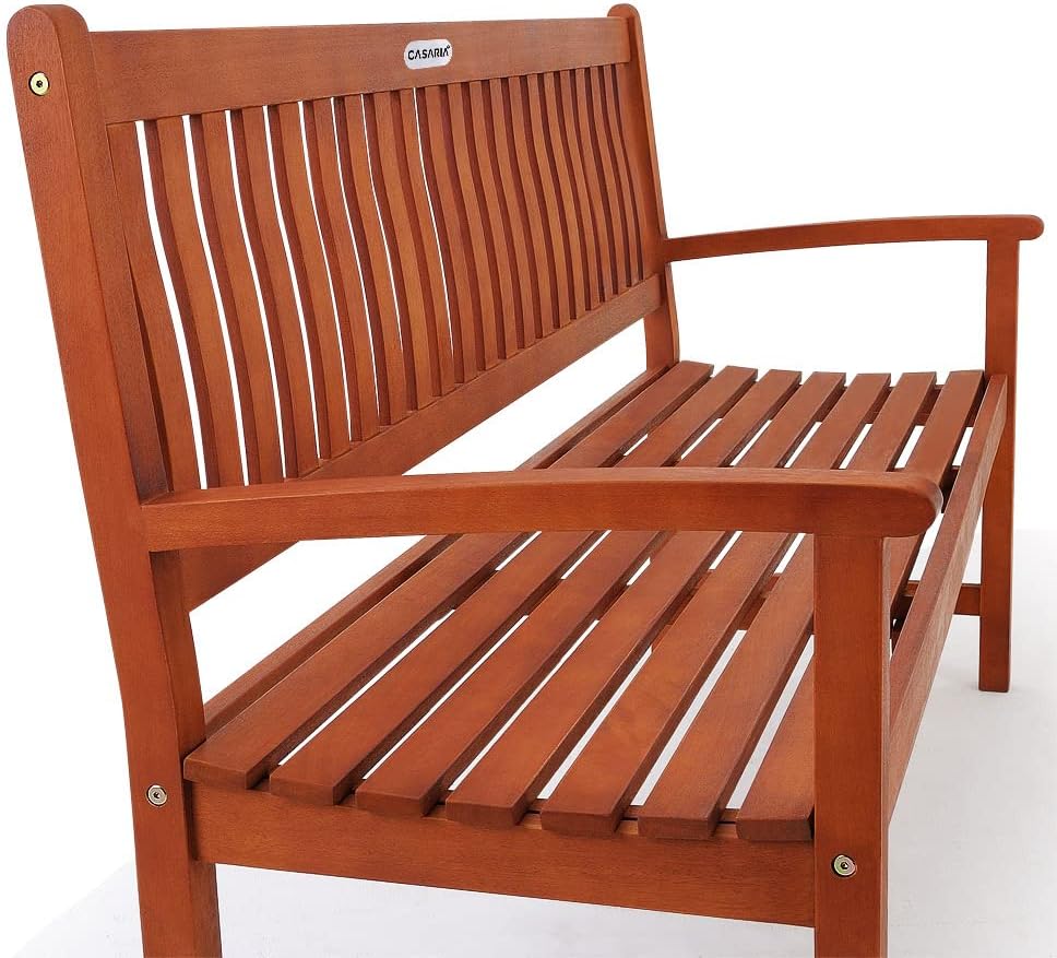 3 Seater Wooden Garden Bench 152cm Eucalyptus Outdoor Patio Bench