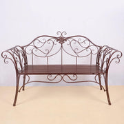 2 Seater Metal Garden Bench Retro Patio Seat Curved Back Bronze