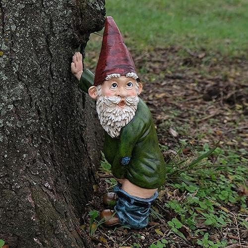 Funny Peeing Garden Gnome Statue Naughty Resin Outdoor Decor