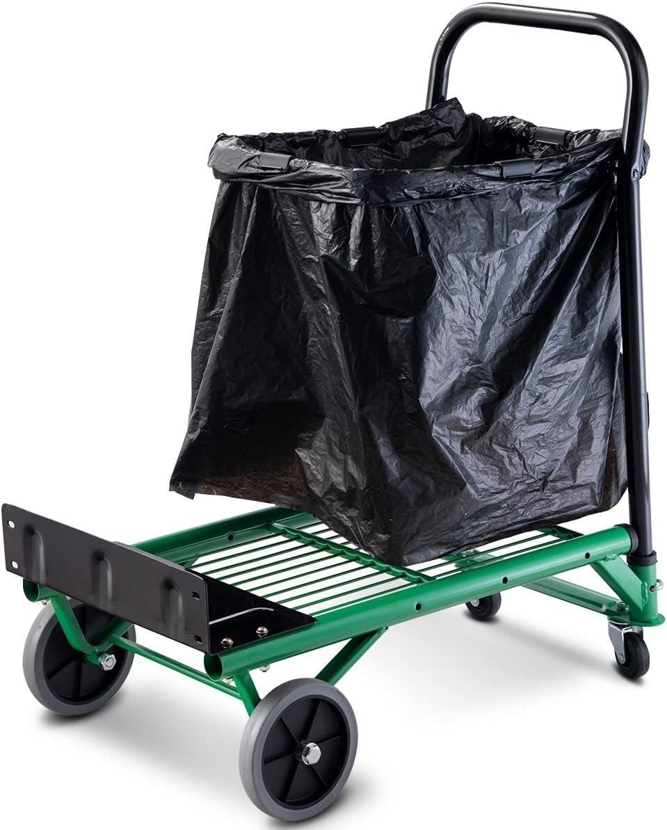 90KG Folding Hand Truck Trolley Adjustable Height 4 Wheel Cart