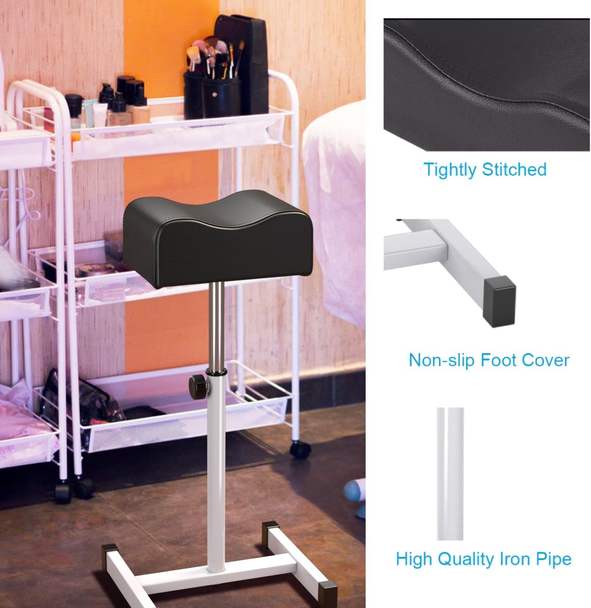 Adjustable Pedicure Foot Rest 45-65cm Nail Stool Salon Spa Stand