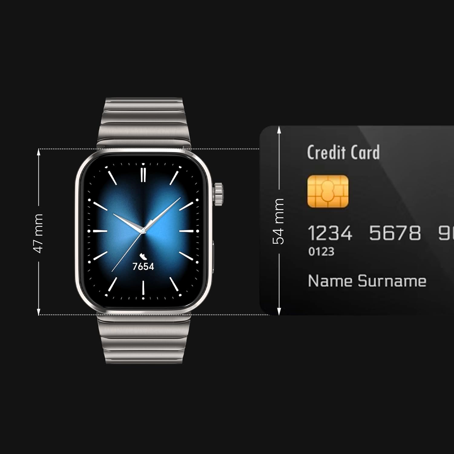 AI Smart Watch 1.96 AMOLED GPS Stainless Steel Black