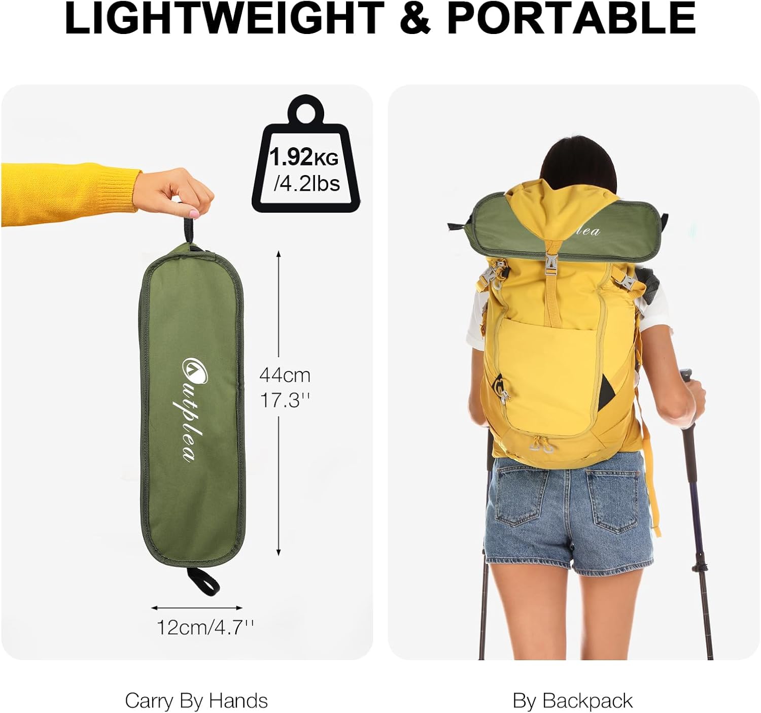 High Back Camping Chair Lightweight Folding Seat Green
