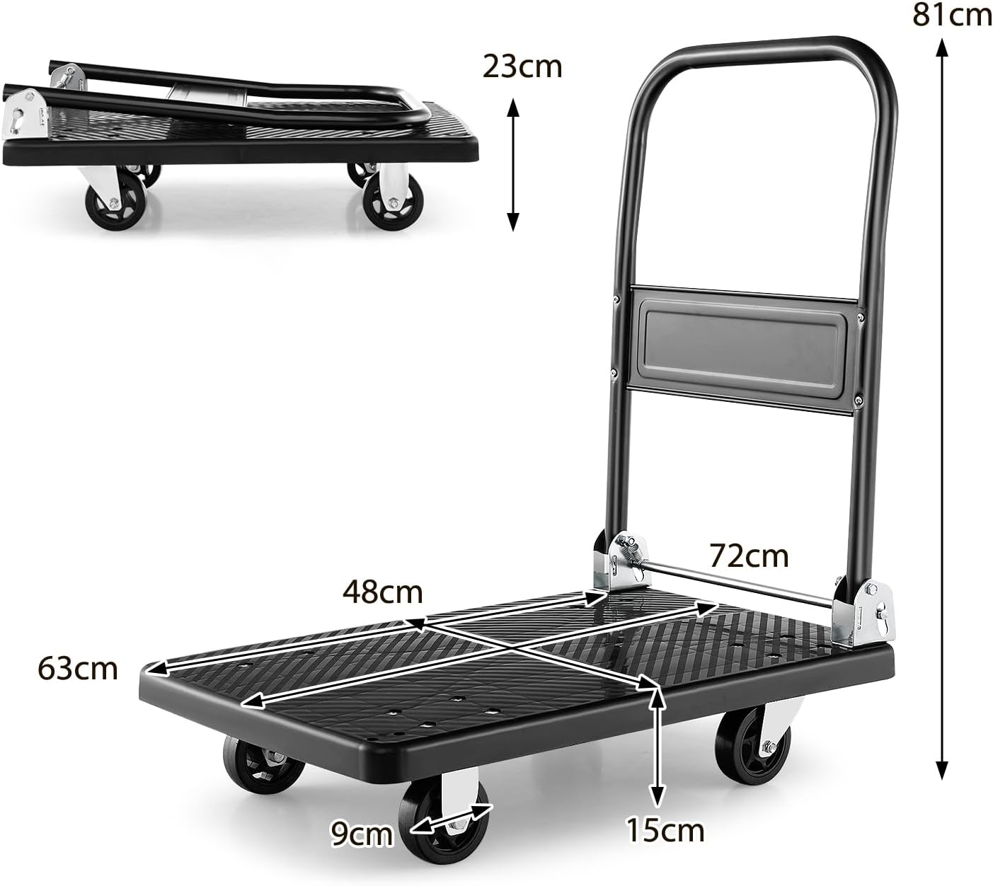 Heavy Duty Push Cart Dolly 200KG Folding Flatbed Truck