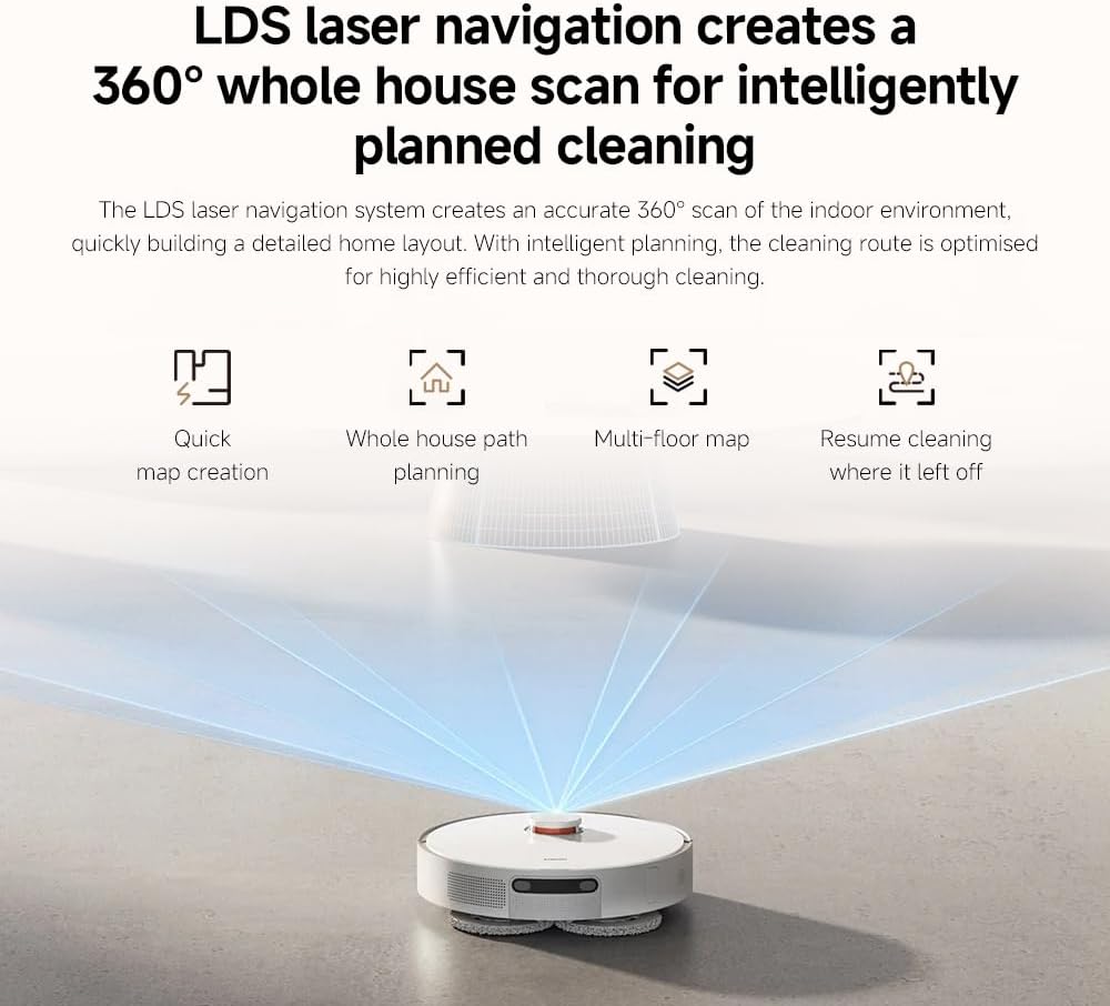 Robot Vacuum Mop Self Empty 6000Pa LiDAR Auto Wash Smart Clean