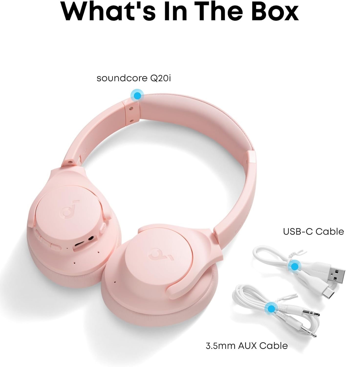 Pink ANC Bluetooth Over Ear Headphones 40H Playtime Hi Res