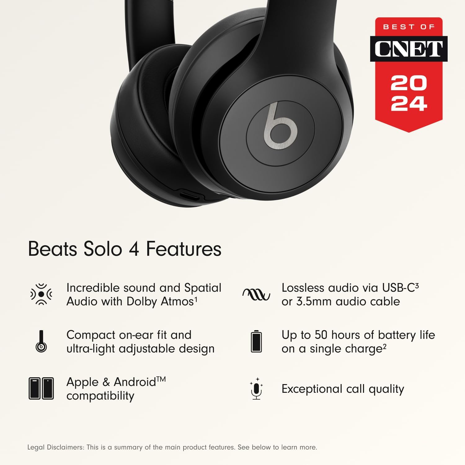 Wireless Bluetooth On Ear Headphones 50Hr Battery Fast Charge Black