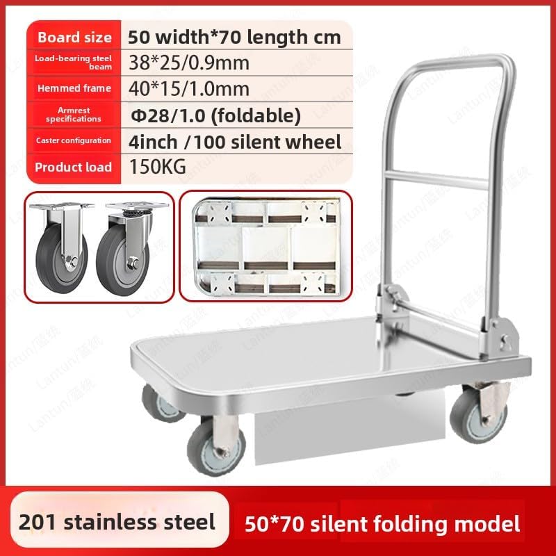 150KG Stainless Steel Platform Truck Folding Push Cart