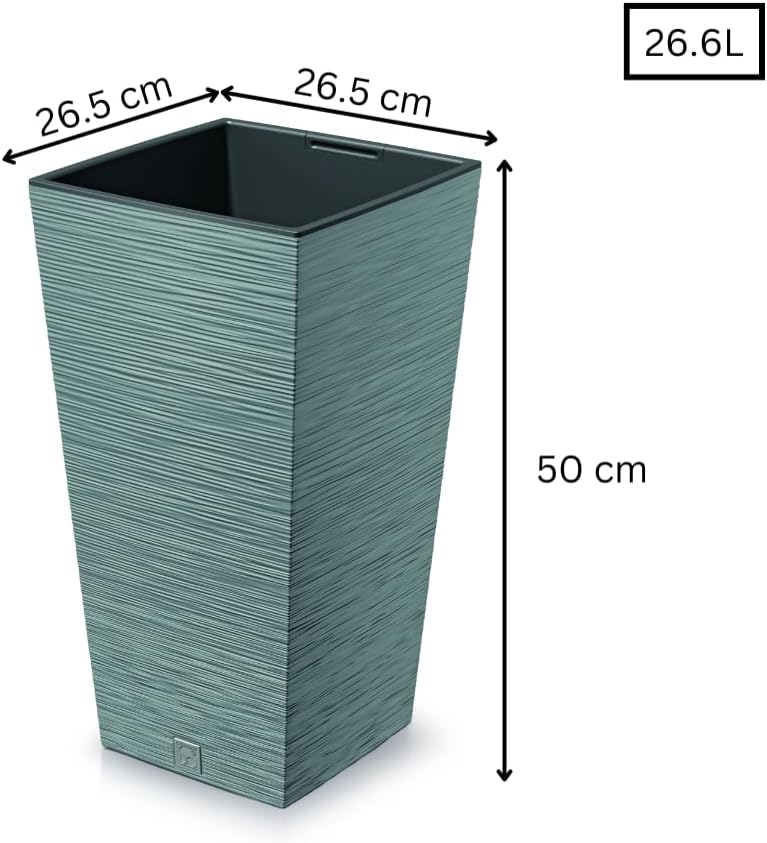 Set of 2 Tall Square Planters Concrete Modern Indoor Outdoor Pots