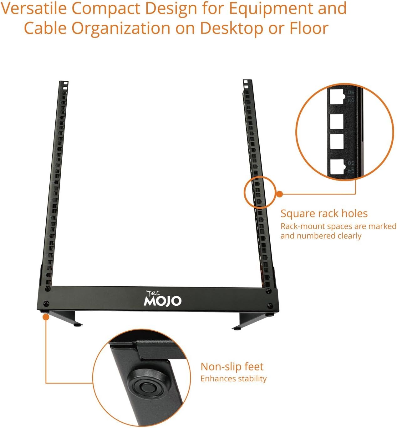 12U Desktop 2 Post Open Frame Server Rack Black